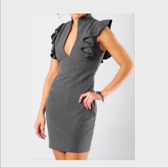 Black Halo Keyhole Ruffle Sleeve Midi Dress - Picture 7 of 7